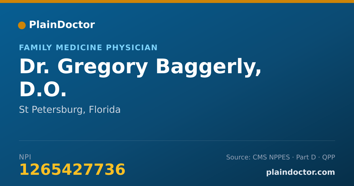 Shareable card for Gregory Baggerly, D.O. - Family Medicine Physician, St Petersburg, FL
