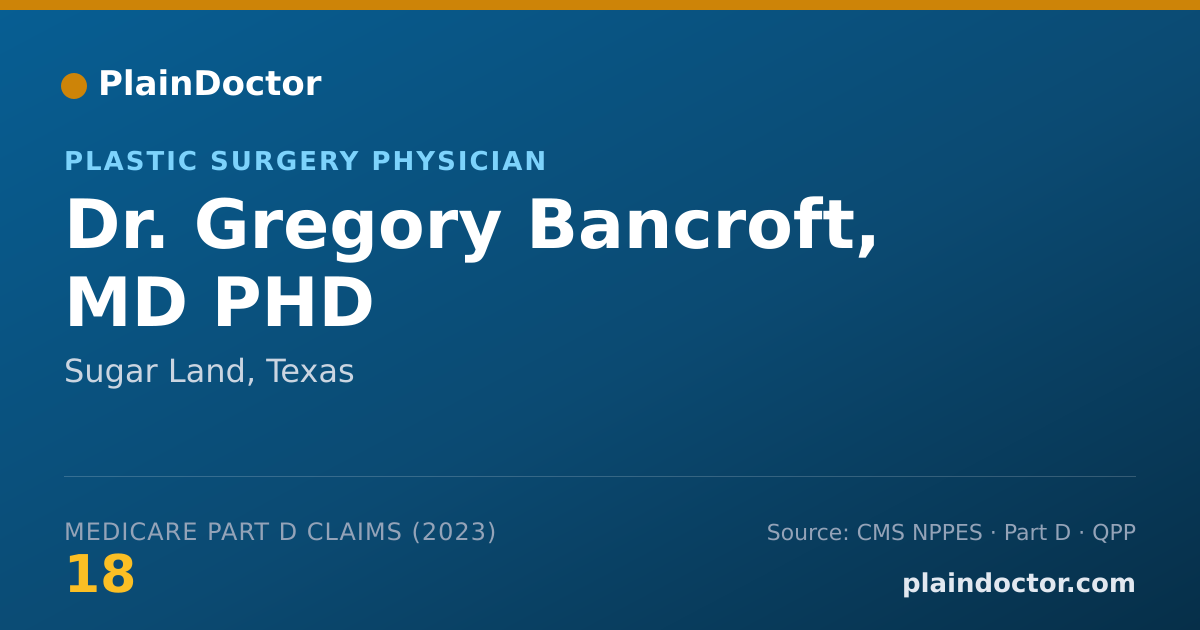 Shareable card for Gregory Bancroft, MD PHD - Plastic Surgery Physician, Sugar Land, TX
