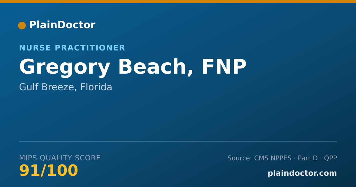 Shareable card for Gregory Beach, FNP - Nurse Practitioner, Gulf Breeze, FL