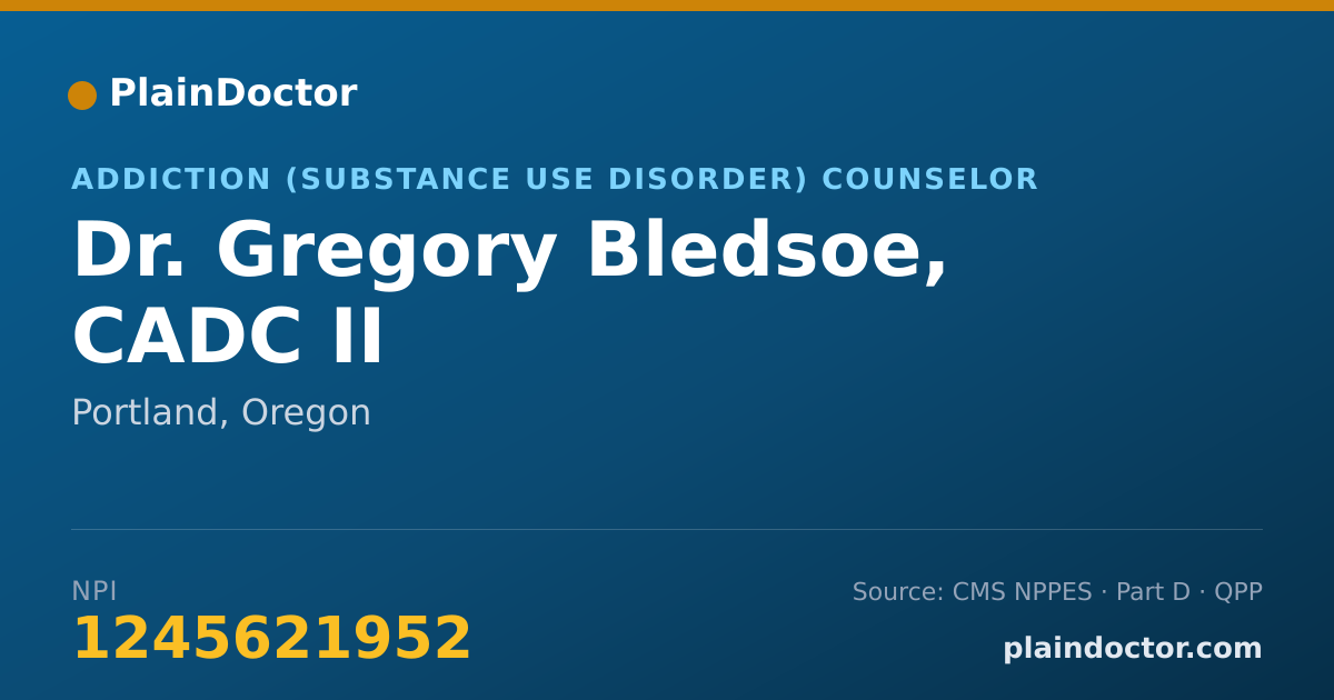 Shareable card for Gregory Bledsoe, CADC II - Addiction (Substance Use Disorder) Counselor, Portland, OR
