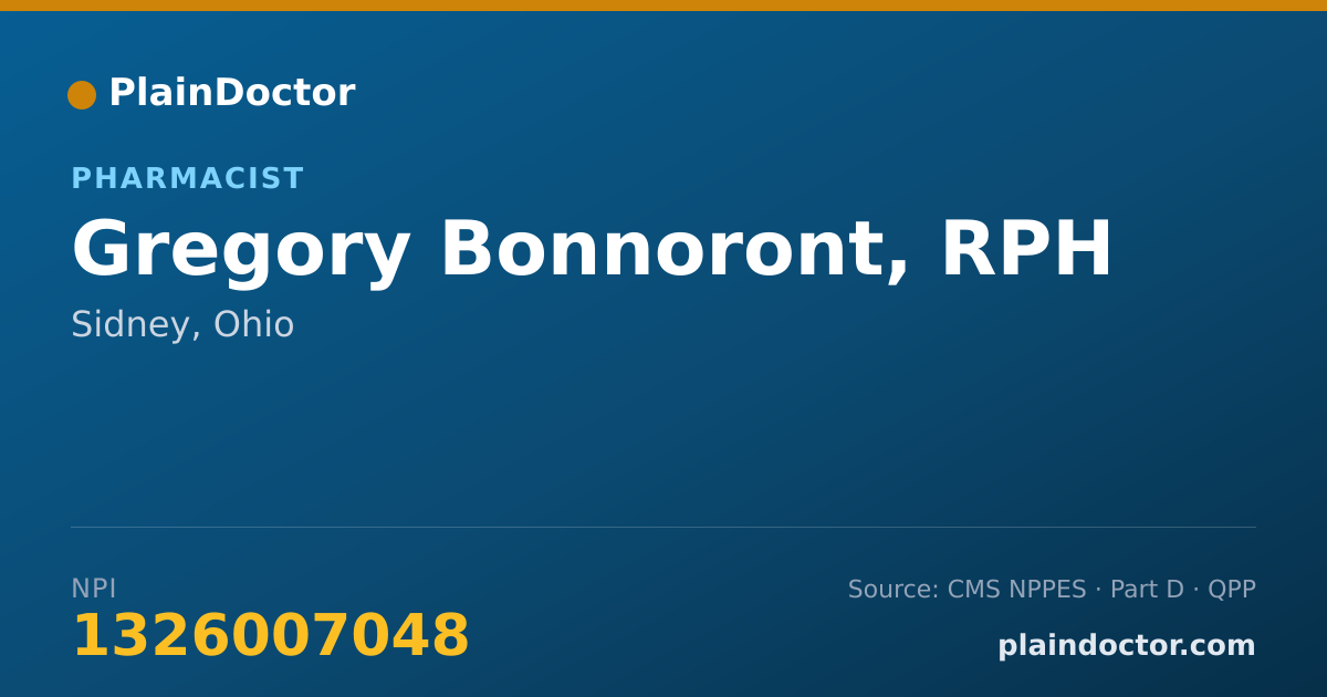 Shareable card for Gregory Bonnoront, RPH - Pharmacist, Sidney, OH