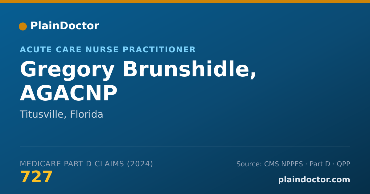 Shareable card for Gregory Brunshidle, AGACNP - Acute Care Nurse Practitioner, Titusville, FL