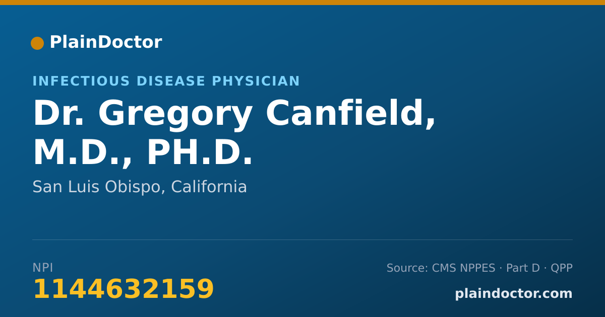Shareable card for Gregory Canfield, M.D., PH.D. - Critical Care Medicine (Internal Medicine) Physician, San Luis Obispo, CA