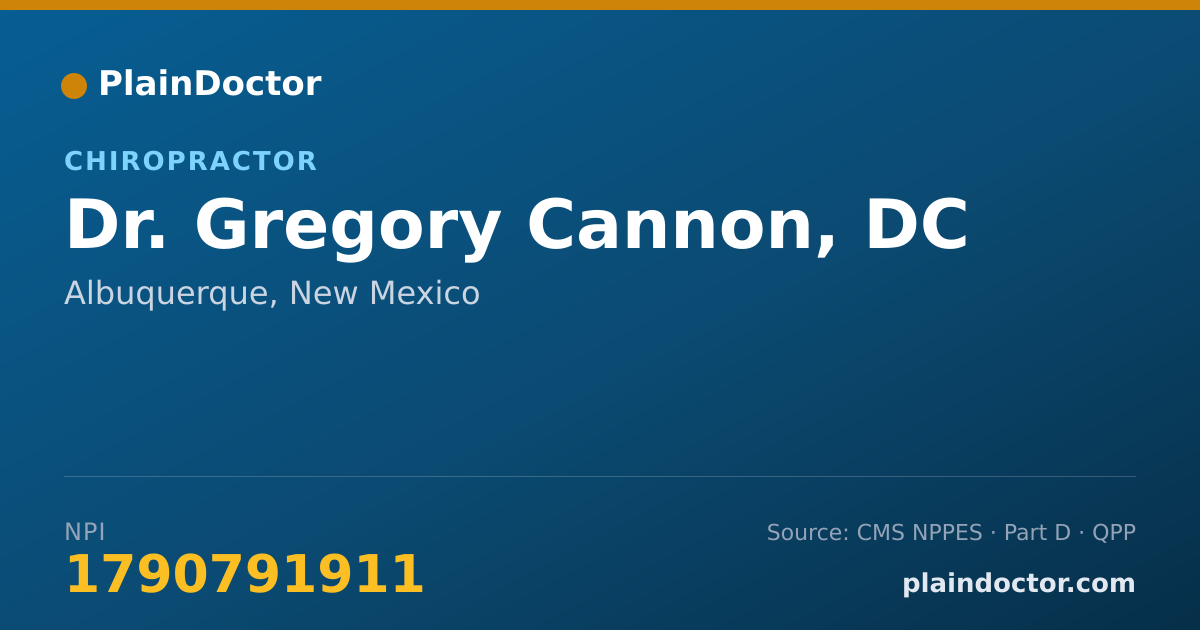 Shareable card for Gregory Cannon, DC - Chiropractor, Albuquerque, NM
