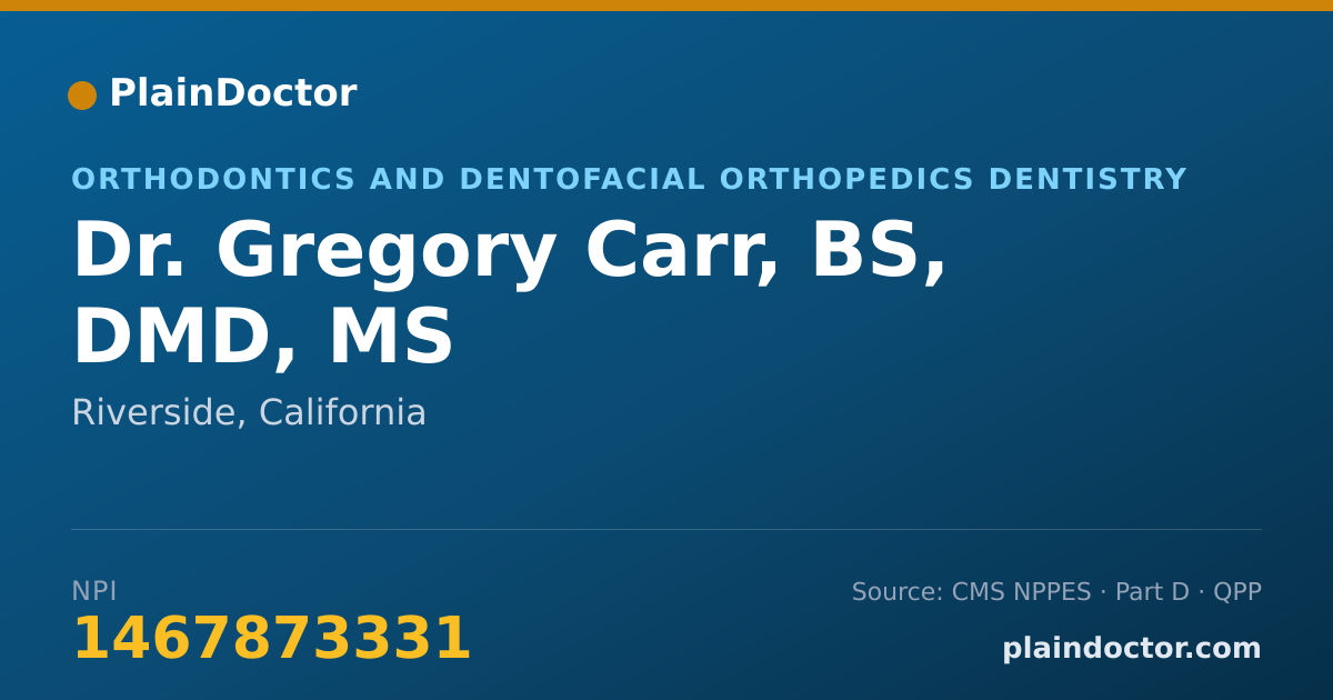 Shareable card for Gregory Carr, BS, DMD, MS - Orthodontics and Dentofacial Orthopedics Dentistry, Riverside, CA