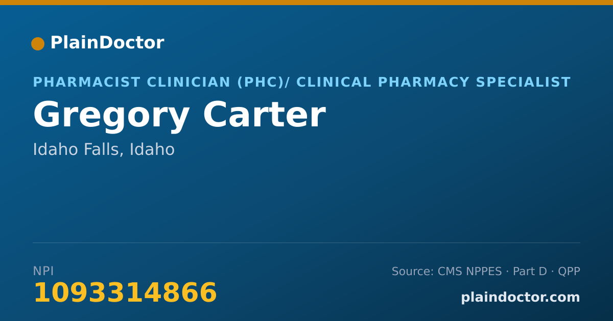 Shareable card for Gregory Carter - Pharmacist Clinician (PhC)/ Clinical Pharmacy Specialist, Idaho Falls, ID