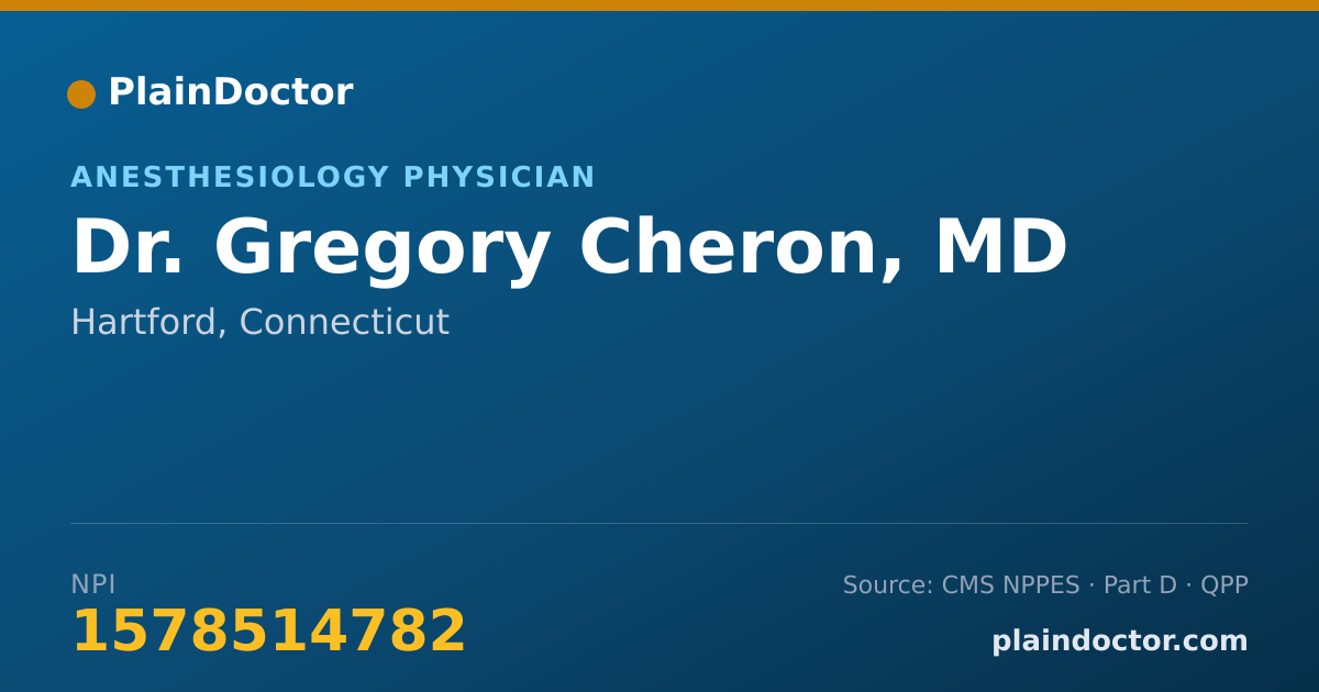 Shareable card for Gregory Cheron, MD - Anesthesiology Physician, Hartford, CT