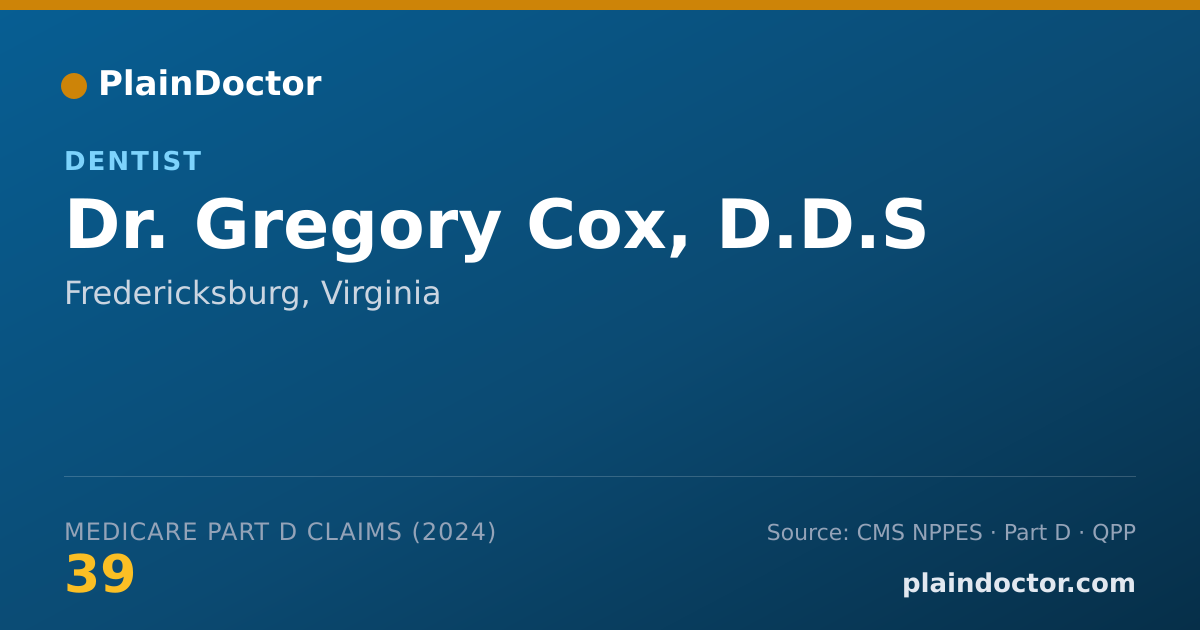 Shareable card for Gregory Cox, D.D.S - Dentist, Fredericksburg, VA