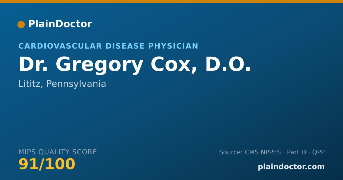 Shareable card for Gregory Cox, D.O. - Cardiovascular Disease Physician, Lititz, PA