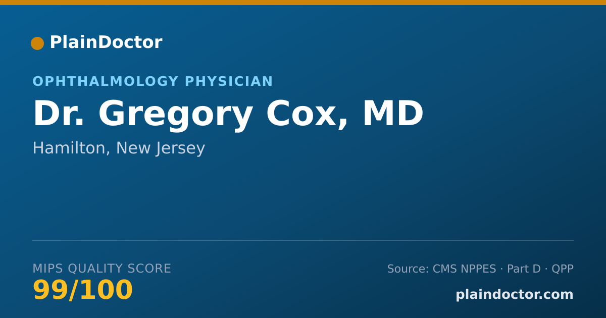 Shareable card for Gregory Cox, MD - Ophthalmology Physician, Hamilton, NJ