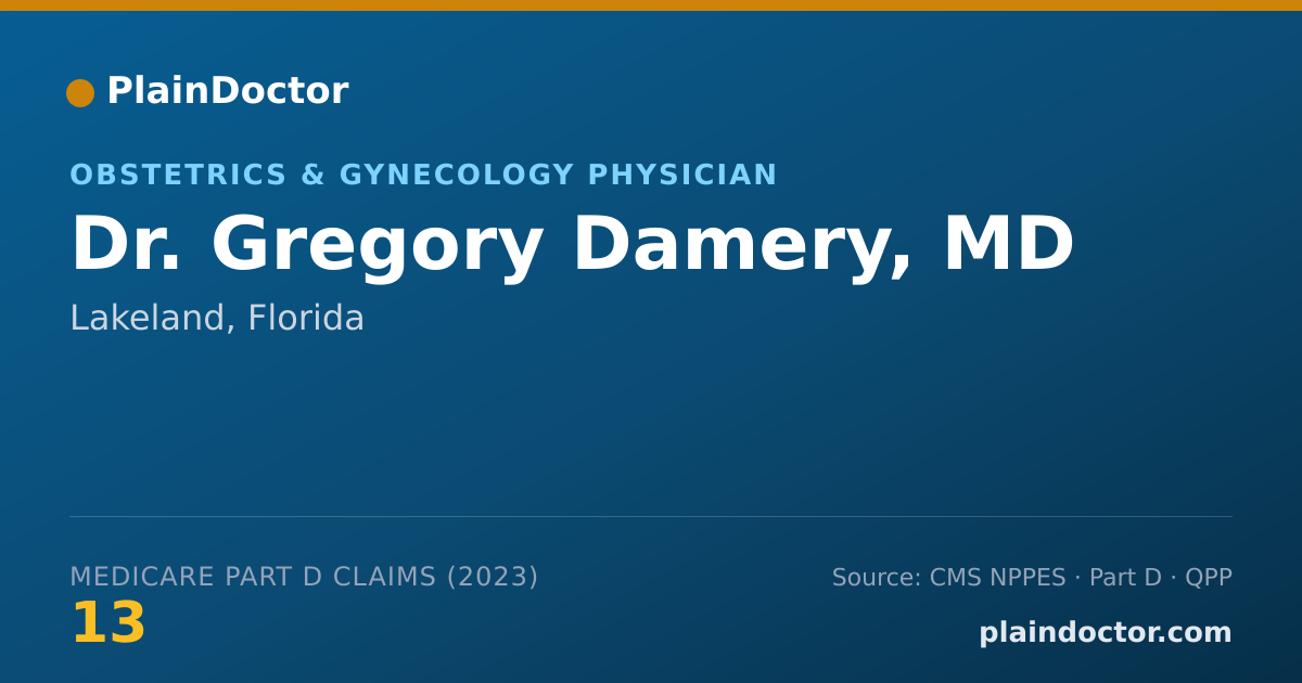Shareable card for Gregory Damery, MD - Obstetrics & Gynecology Physician, Lakeland, FL