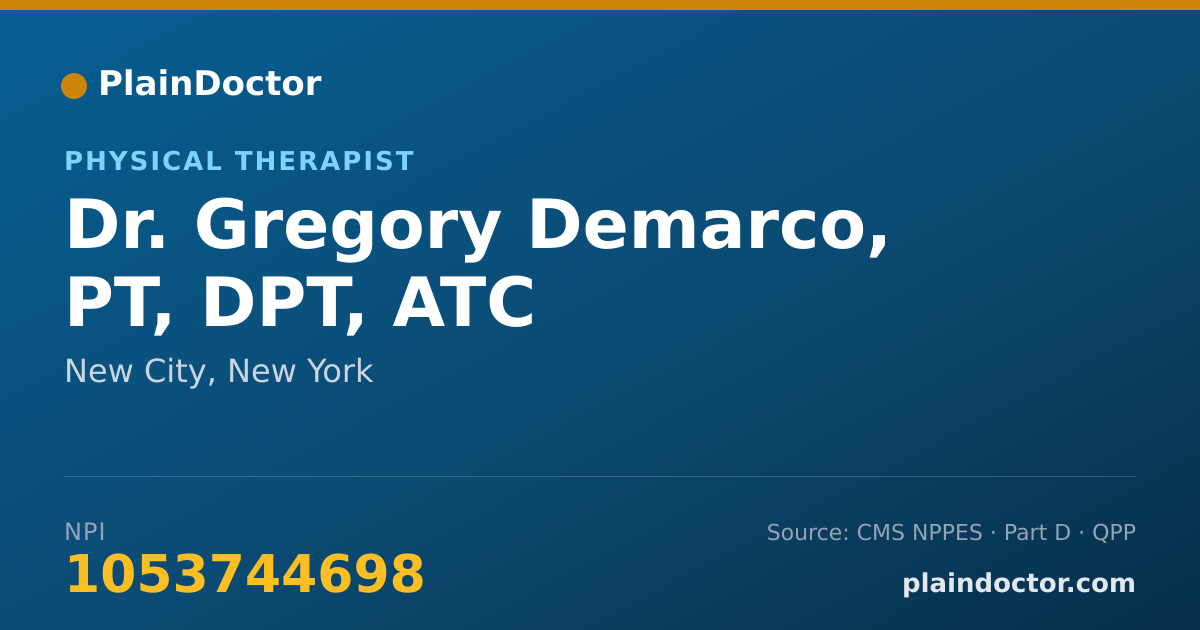 Shareable card for Gregory Demarco, PT, DPT, ATC - Physical Therapist, New City, NY