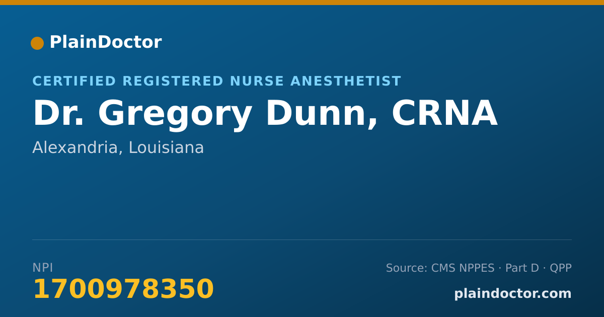 Shareable card for Gregory Dunn, CRNA - Certified Registered Nurse Anesthetist, Alexandria, LA
