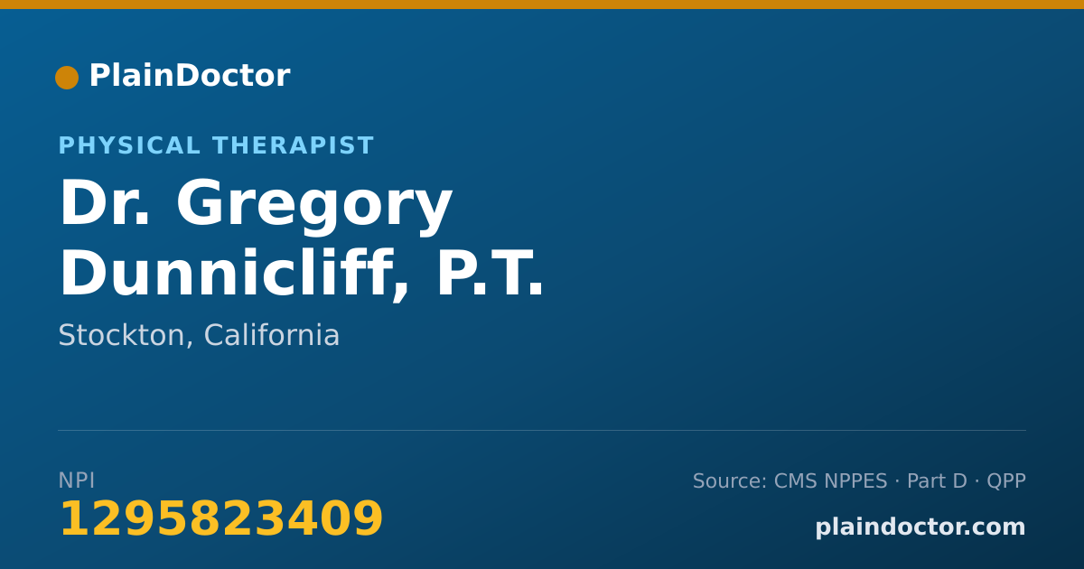 Shareable card for Gregory Dunnicliff, P.T. - Physical Therapist, Stockton, CA