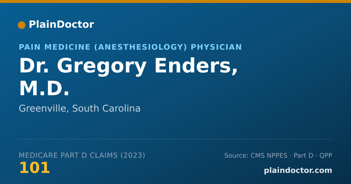 Shareable card for Gregory Enders, M.D. - Pain Medicine (Anesthesiology) Physician, Greenville, SC