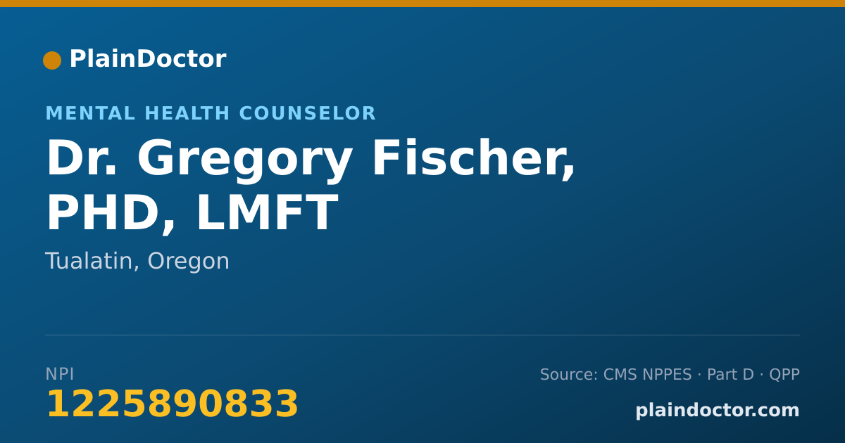 Shareable card for Gregory Fischer, PHD, LMFT - Mental Health Counselor, Tualatin, OR