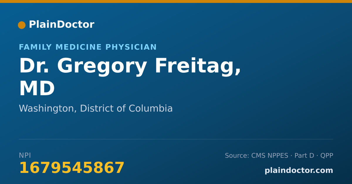 Shareable card for Gregory Freitag, MD - Family Medicine Physician, Washington, DC