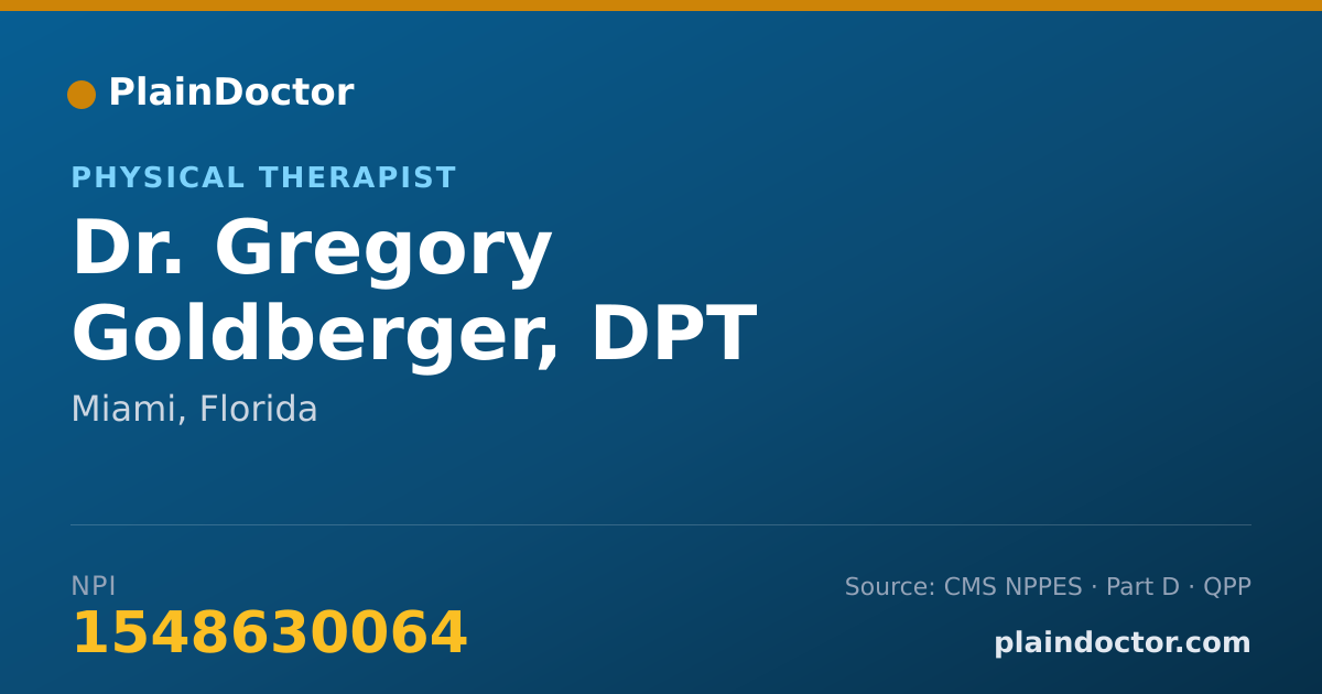 Shareable card for Gregory Goldberger, DPT - Physical Therapist, Miami, FL