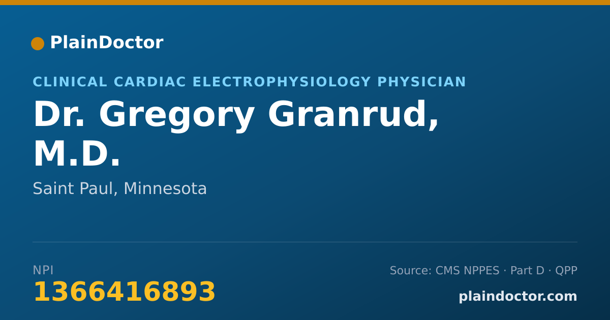 Shareable card for Gregory Granrud, M.D. - Clinical Cardiac Electrophysiology Physician, Saint Paul, MN