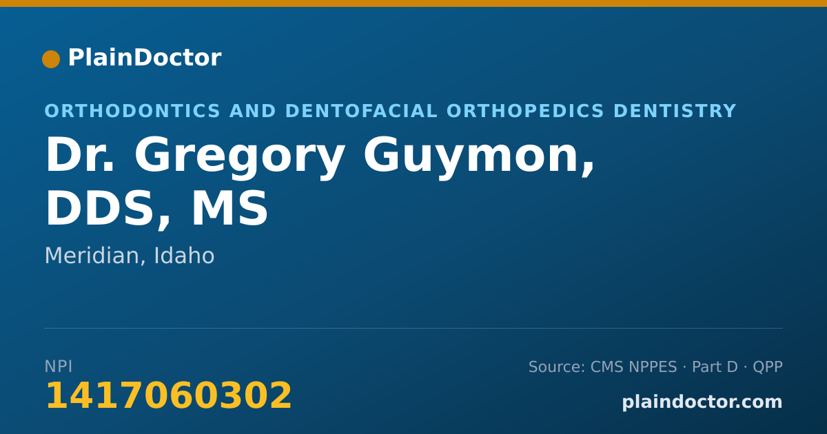 Shareable card for Gregory Guymon, DDS, MS - Orthodontics and Dentofacial Orthopedics Dentistry, Meridian, ID