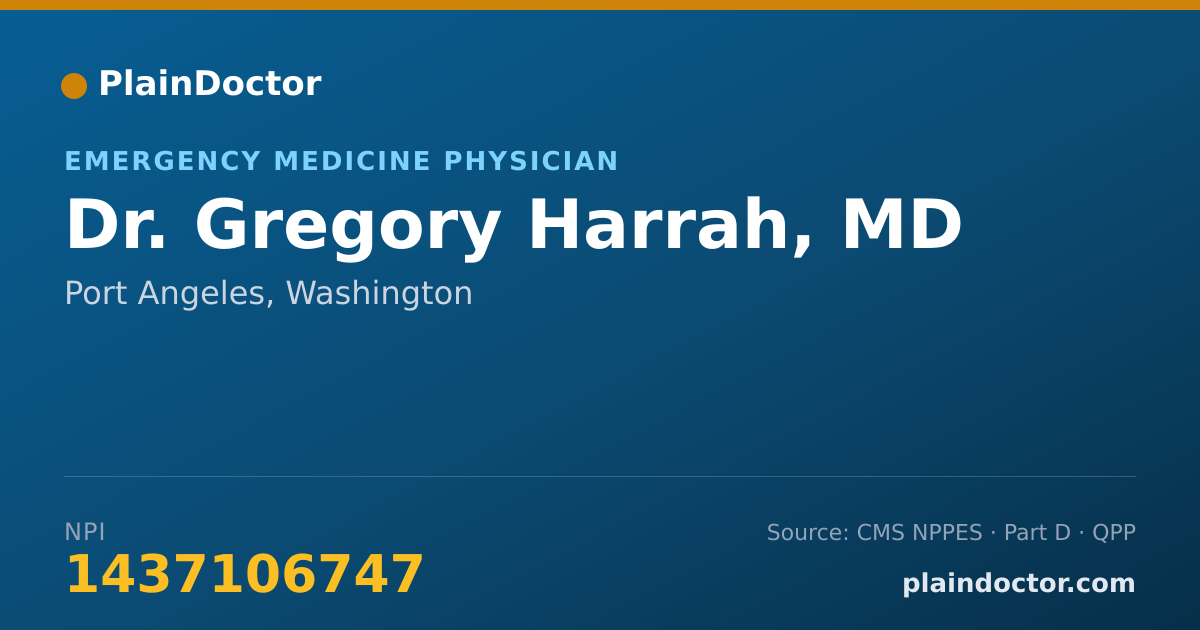 Shareable card for Gregory Harrah, MD - Emergency Medicine Physician, Port Angeles, WA