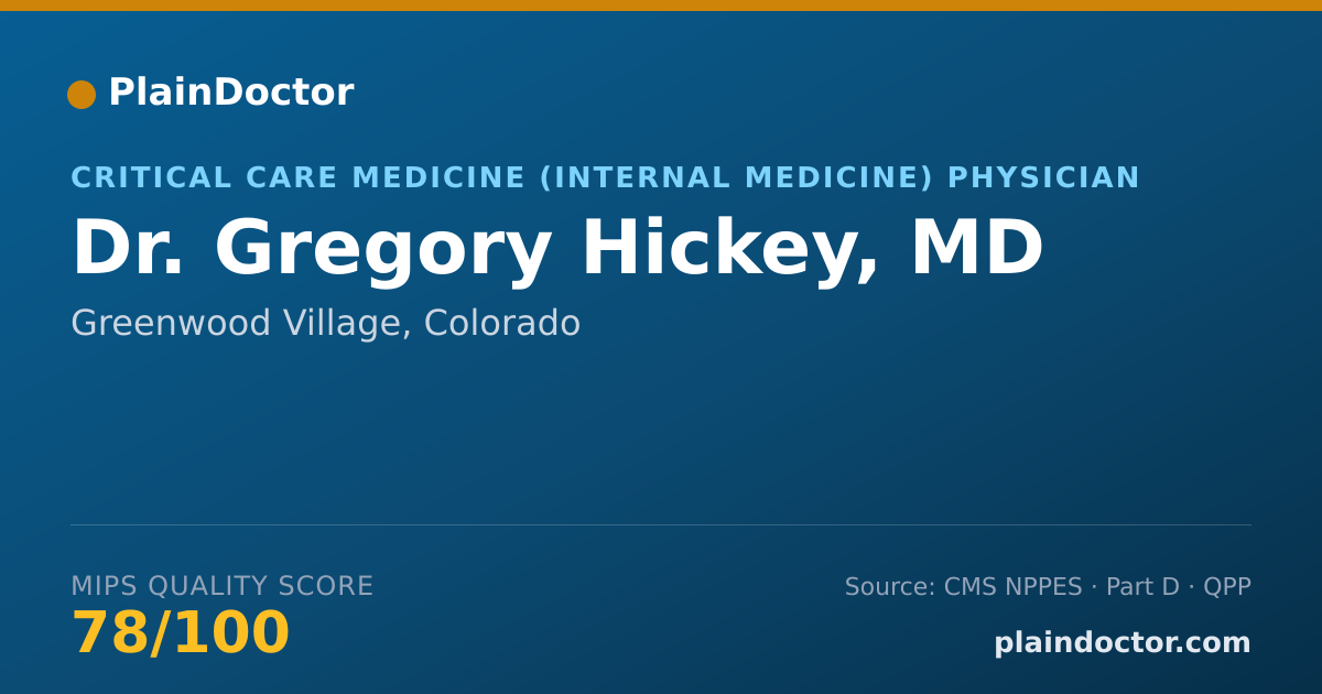 Shareable card for Gregory Hickey, MD - Critical Care Medicine (Internal Medicine) Physician, Greenwood Village, CO