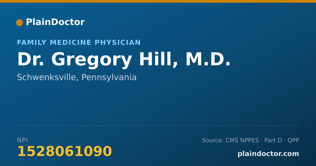 Shareable card for Gregory Hill, M.D. - Family Medicine Physician, Schwenksville, PA