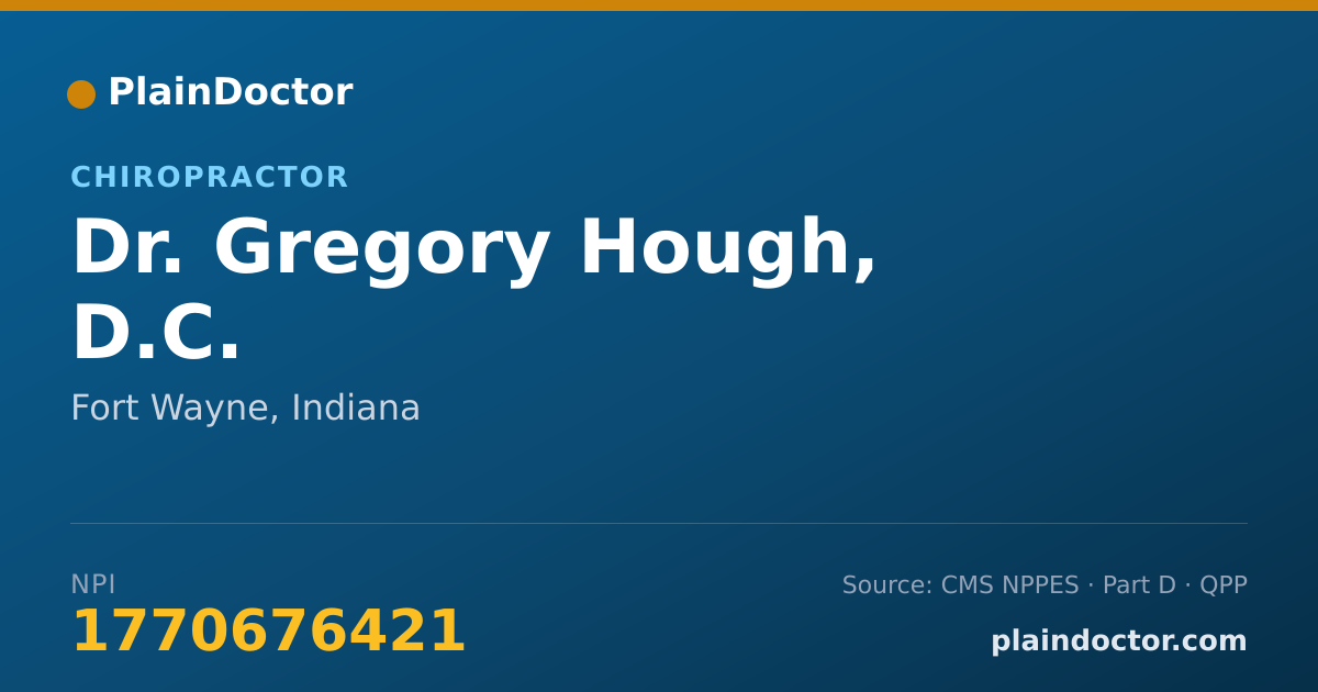 Shareable card for Gregory Hough, D.C. - Chiropractor, Fort Wayne, IN