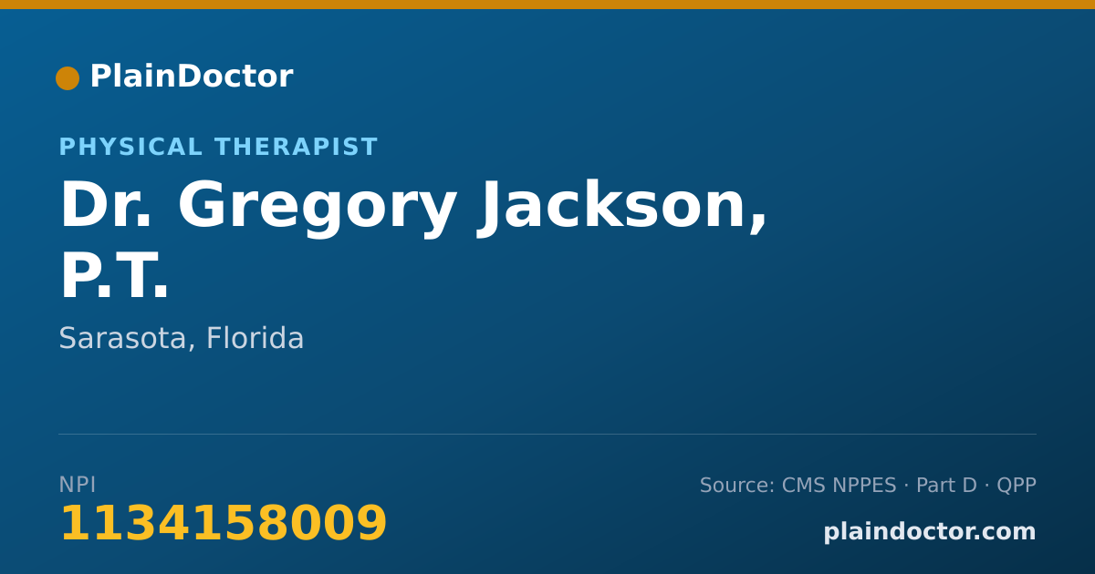 Shareable card for Gregory Jackson, P.T. - Physical Therapist, Sarasota, FL