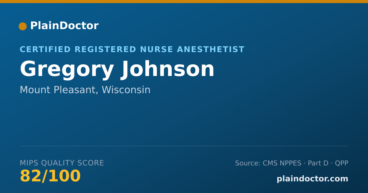 Shareable card for Gregory Johnson - Certified Registered Nurse Anesthetist, Mount Pleasant, WI