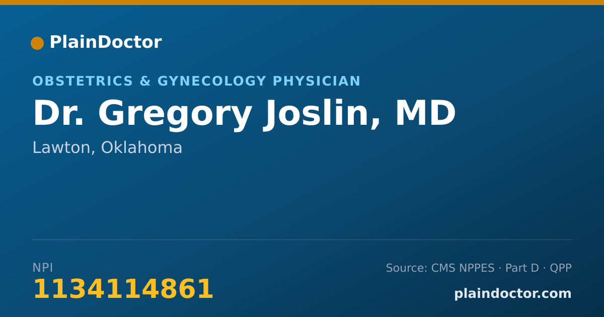 Shareable card for Gregory Joslin, MD - Obstetrics & Gynecology Physician, Lawton, OK