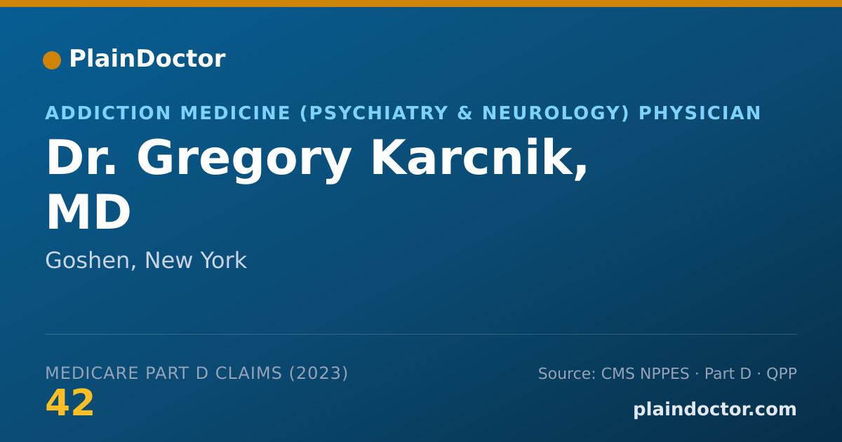 Shareable card for Gregory Karcnik, MD - Addiction Medicine (Psychiatry & Neurology) Physician, Goshen, NY