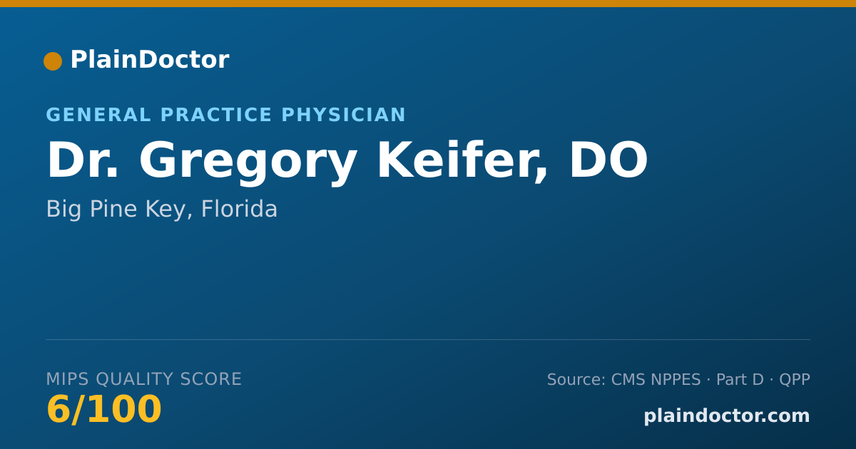 Shareable card for Gregory Keifer, DO - General Practice Physician, Big Pine Key, FL