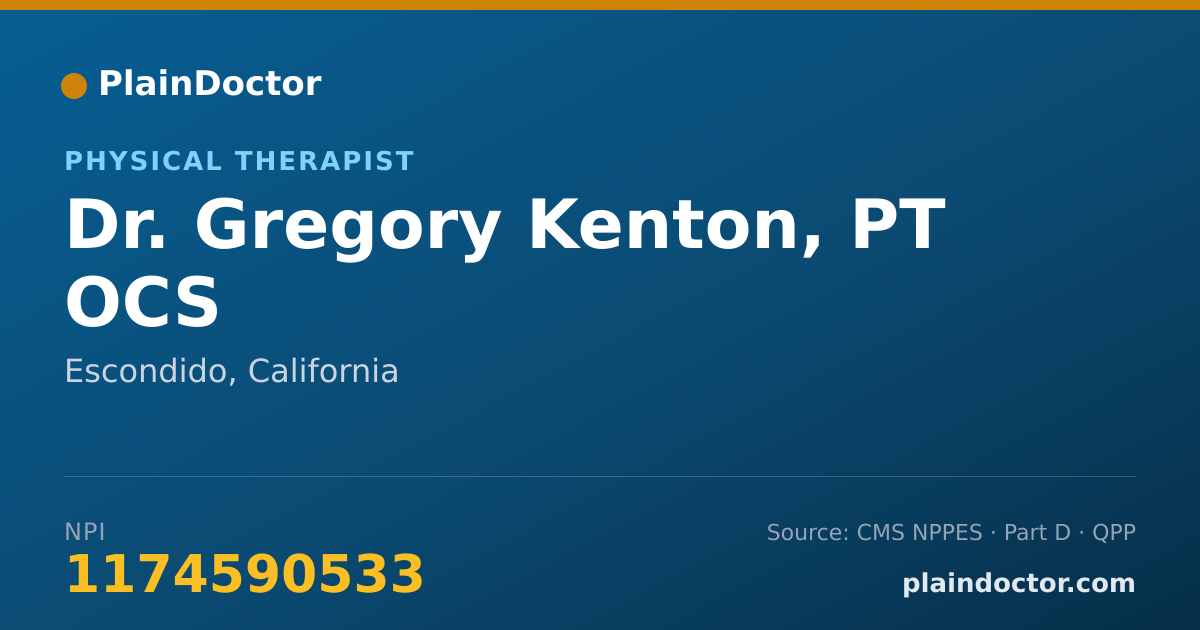 Shareable card for Gregory Kenton, PT OCS - Physical Therapist, Escondido, CA