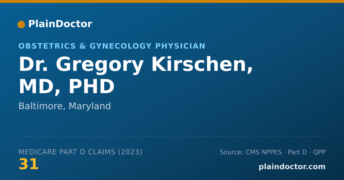 Shareable card for Gregory Kirschen, MD, PHD - Obstetrics & Gynecology Physician, Baltimore, MD