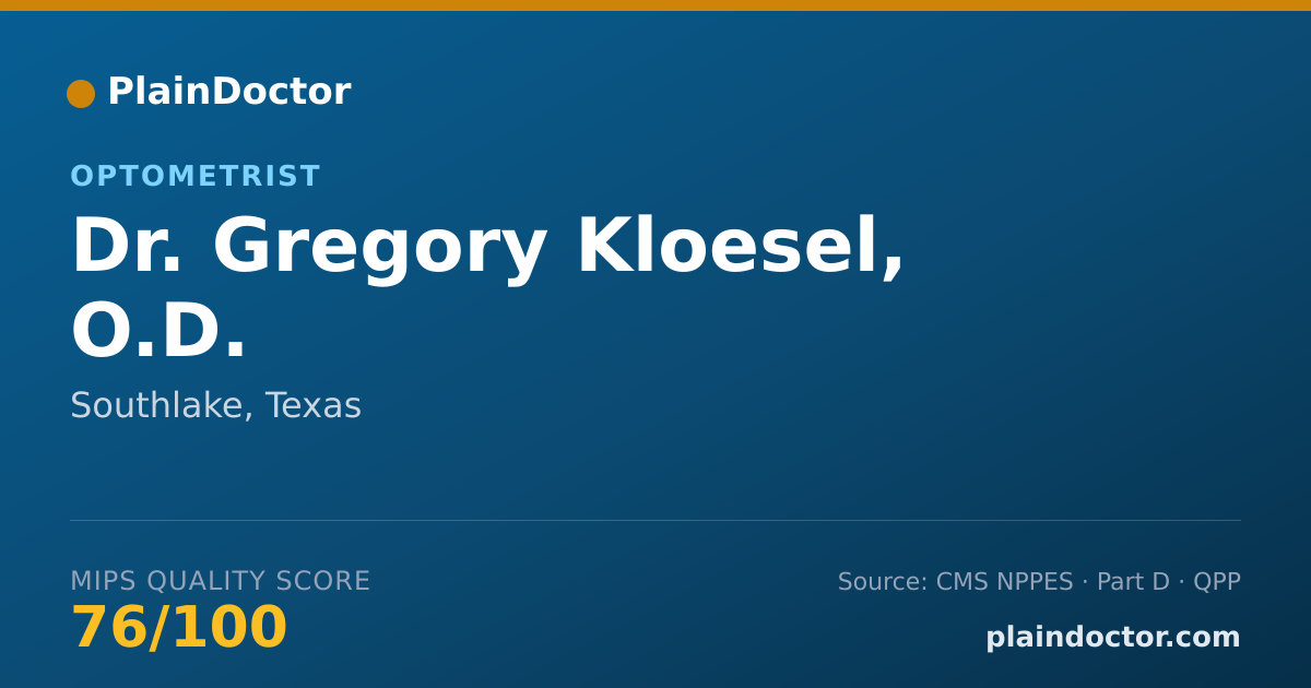 Shareable card for Gregory Kloesel, O.D. - Optometrist, Southlake, TX