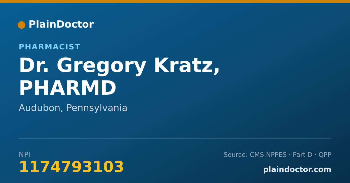 Shareable card for Gregory Kratz, PHARMD - Pharmacist, Audubon, PA