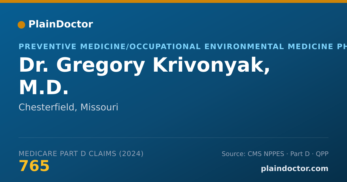 Shareable card for Gregory Krivonyak, M.D. - Preventive Medicine/Occupational Environmental Medicine Physician, Chesterfield, MO