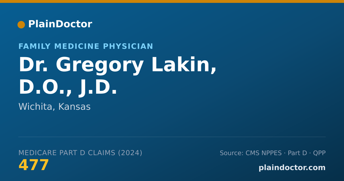 Shareable card for Gregory Lakin, D.O., J.D. - Family Medicine Physician, Wichita, KS