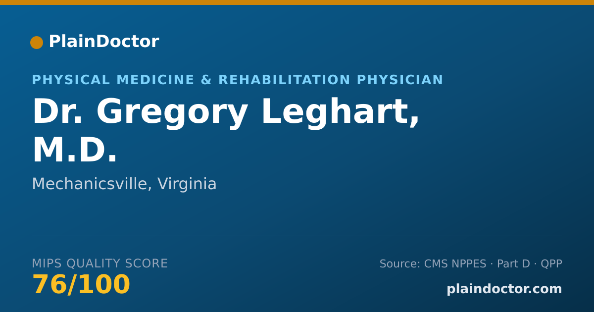 Shareable card for Gregory Leghart, M.D. - Physical Medicine & Rehabilitation Physician, Mechanicsville, VA