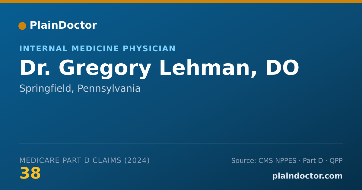 Shareable card for Gregory Lehman, DO - Internal Medicine Physician, Springfield, PA