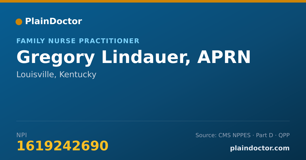 Shareable card for Gregory Lindauer, APRN - Family Nurse Practitioner, Louisville, KY