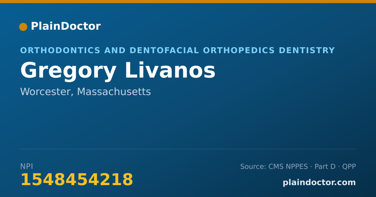 Shareable card for Gregory Livanos - Orthodontics and Dentofacial Orthopedics Dentistry, Worcester, MA