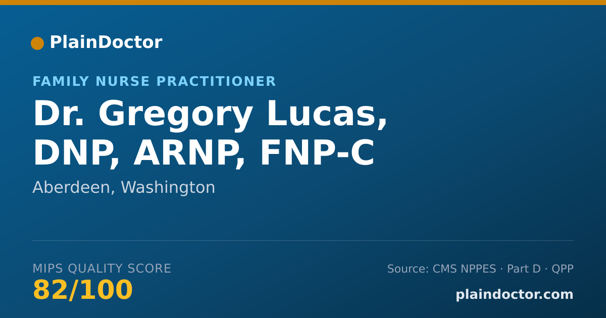 Shareable card for Gregory Lucas, DNP, ARNP, FNP-C - Family Nurse Practitioner, Aberdeen, WA