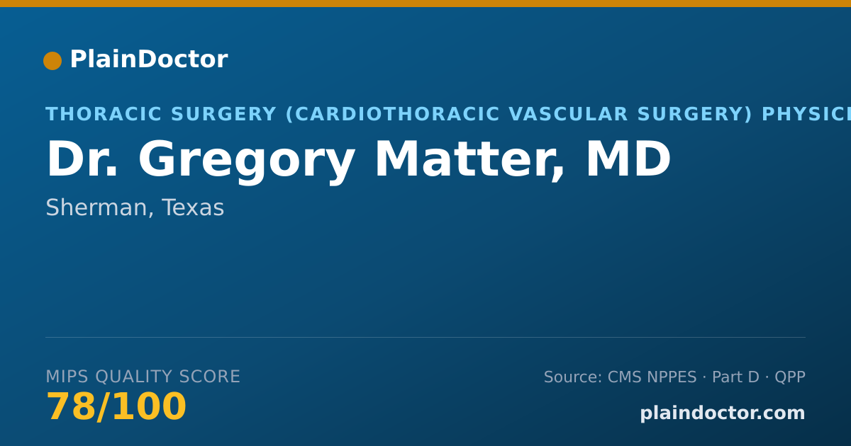 Shareable card for Gregory Matter, MD - Thoracic Surgery (Cardiothoracic Vascular Surgery) Physician, Sherman, TX
