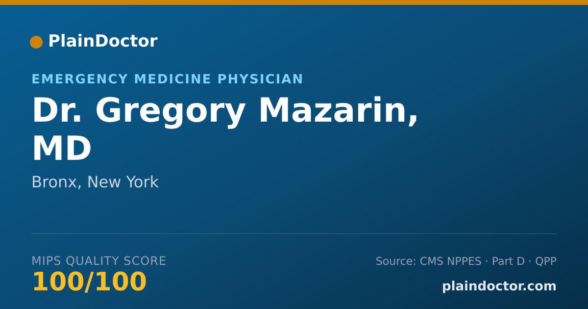 Shareable card for Gregory Mazarin, MD - Emergency Medicine Physician, Bronx, NY