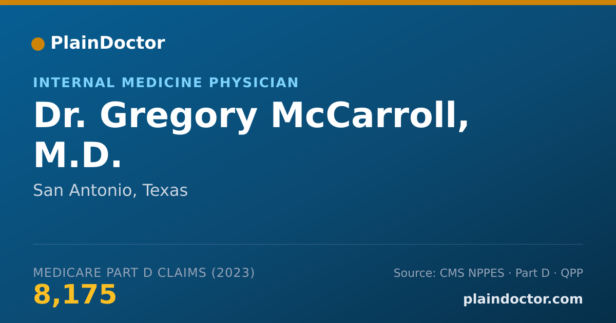 Shareable card for Gregory McCarroll, M.D. - Internal Medicine Physician, San Antonio, TX