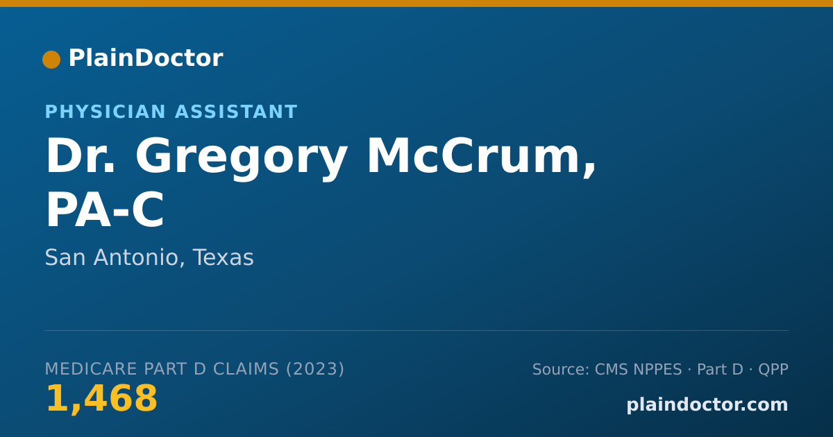 Shareable card for Gregory McCrum, PA-C - Physician Assistant, San Antonio, TX