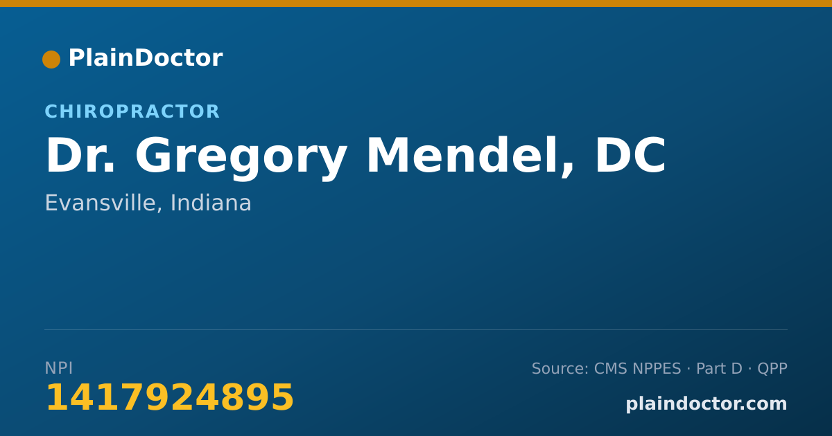 Shareable card for Gregory Mendel, DC - Chiropractor, Evansville, IN