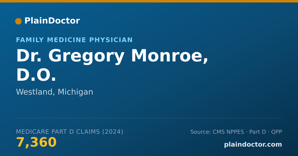 Shareable card for Gregory Monroe, D.O. - Family Medicine Physician, Westland, MI